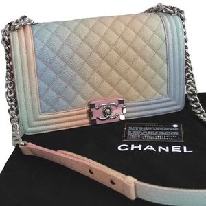 CHANEL Rainbow Multi-Color Boy Bag  Caviar Leather
